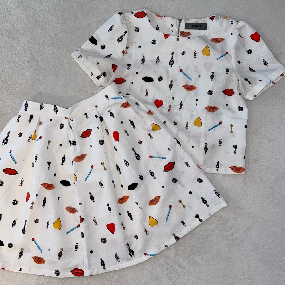 Vintage 2 Piece Matching Skirt Set